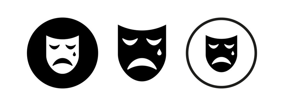 Theater tragic and comic mask. Carnival masks. Drama and comedy vector icon.