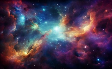 Obraz na płótnie Canvas Nebula, where stars are born, with vibrant background. Generative AI.