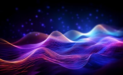 Fototapeta premium AI Neural Waves. Futuristic Background of Artificial Intelligence Neural Networks. Black Background. Generative AI.