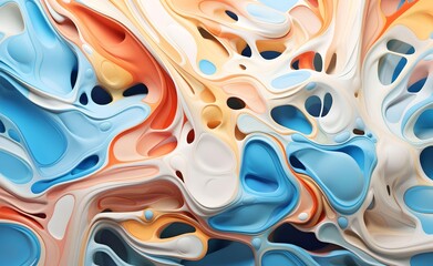 Melted plastic material with abstract shapes and amorphous forms. Generative AI.