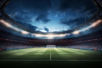 A night football stadium is a mesmerizing sight, where the electric energy of the game combines with the vibrant illumination