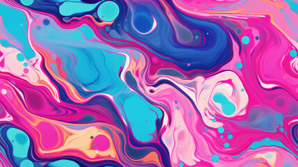 Obraz premium Seamless pattern background of liquid painting of different vivid colors mixing together