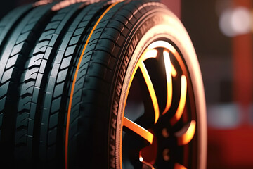 Fototapeta na wymiar Car tire closeup. Generative Ai image