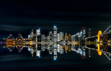 Sydney CBD night view panorama