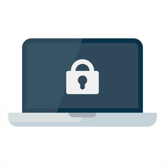 Concept data protection on laptop. Shield with lock on computer. Internet security. Protect confidential data laptop. Vector illustration.