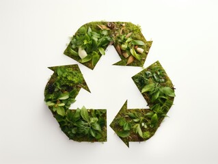 Green recycle icon eco papercut nature concept