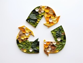Green recycle icon eco papercut nature concept