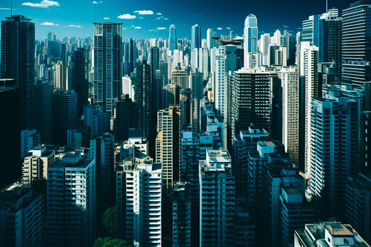View of the big city. Generative AI
