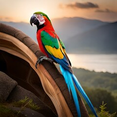red and yellow parrot ai generated