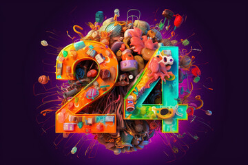 3d style 2024 new year design with 24 number created with generative ai