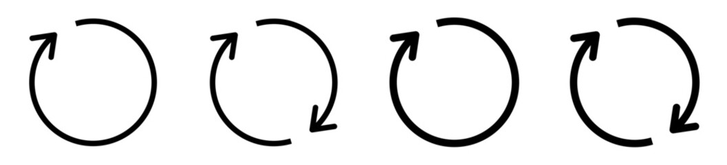 Circle arrows rotating set. Refresh, reload, recycle, circular arrow symbols.