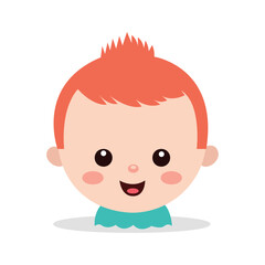 cute baby with orange spiky hairstyle with chubby cheeks on white background using vector illustration art 
