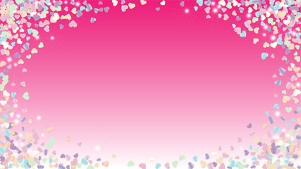 Realistic Background with Confetti of Hearts Glitter Particles. St. Valentine Day. Celebration pattern. Light Spots. Explosion of Confetti. Glitter Vector Illustration. Design for Banner.