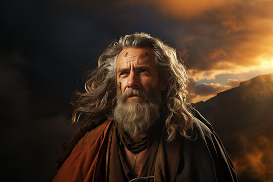 Portrait of Moses, depicting his wisdom and leadership, characters from the Bible Generative AI