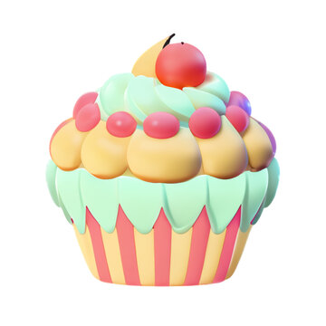 cupcake 3d render icon illustration for website, application, printing, document, poster design, etc.