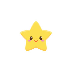 Cute, little smiling star. Smiley face emoticon design. Vector illustration. 
