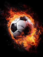 Naklejka premium Energetic image of a football on fire.