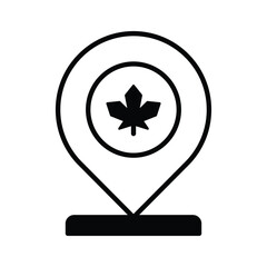 Location pin with maple leaf, icon of canadian location in modern style