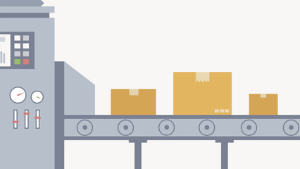 Parcels on a conveyor belt vector illustration. 