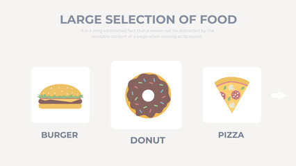 Choosing food for home delivery vector. Selecting dishes on web site. Order food online illustration. 