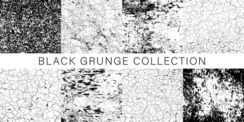 Set of black grunge overlay background. Grunge background template collection