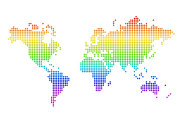 LGBTQ world map rainbow color vector © Tupungato