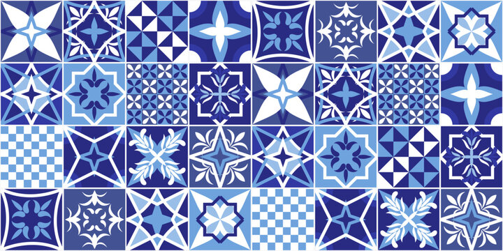 Netherlands tiles - Delft style background. Vector texture.