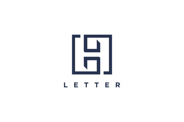 H letter logo vector with modern line concept black design