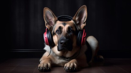 The Rhythmic Roamer: Dog in Headphones Journeys through Sonic Landscapes