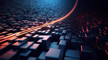 Obraz premium Modern digital abstract 3D background. Copy space. Can be used in the description of network abilities, technological processes, digital storages, science, education, etc.