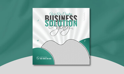 Marketing agency promotion social media post template. Editable square banner design