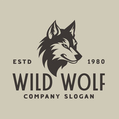 wild wolf vintage emblem, wild animal