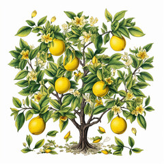 illustration of a lemon tree bearing abundant fruit