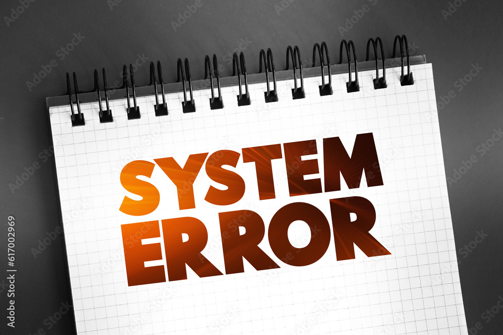 Poster system error text quote on notepad, concept background