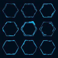 Vector futuristic hexagon element. HUD focus sci-fi circular design.