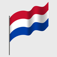 Vector Netherlands flag. Waved Flag of Netherlands. Netherlands emblem, icon.