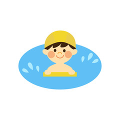 ビート板で泳ぐ男の子