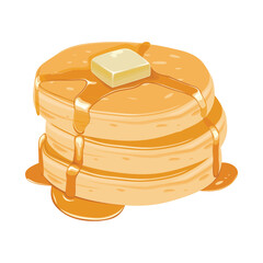 pancakes with honey butter toppings for bakery or cafe menu food illustration