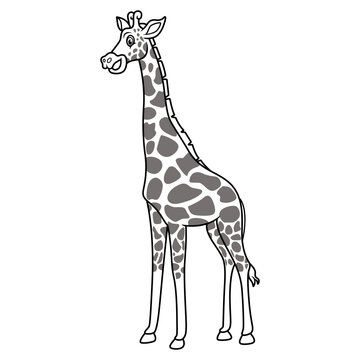 Happy giraffe cartoon line art