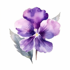 Watercolor depiction of a violet flower in an elegant style