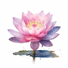 A beautifully painted watercolor illustration of a water lily