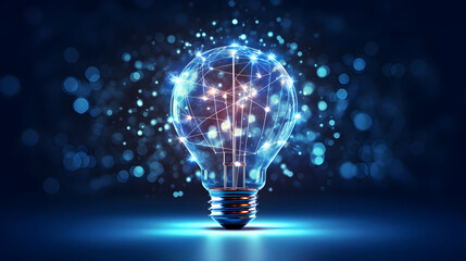 Shining technology light bulb created with Generative AI