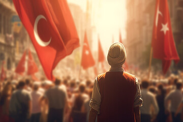 30 ağustos. Victory Day is a national holiday of Turkey. Anitkabire. Flag symbol of Turkey. Zafer Bayramı. celebration republic. 30 August Kutlu Olsun Greeting card template. Generative AI
