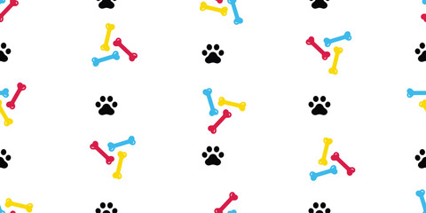 dog bone seamless pattern puppy paw footprint rgb cmyk pet cat french bulldog vector cartoon doodle gift wrapping paper tile background repeat wallpaper scarf isolated illustration design