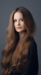 Naklejka premium Fazendo hairstory todos os dias com cabelos lindos. Foto de estúdio de uma jovem mulher bonita com cabelo longo lindo posando contra um fundo cinza