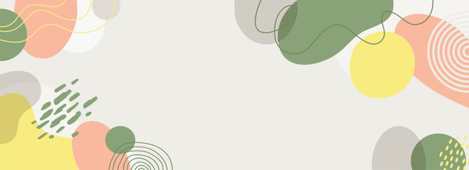 Fototapeta premium Design banner frame background .Colorful poster background vector illustration.Exotic plants, branches,art print for beauty, fashion and natural products,wellness, wedding and event.