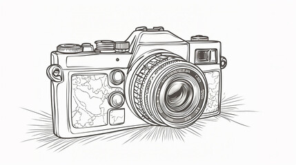 Design de câmera digital de uma linha. Estilo de minimalismo desenhado à mão, ilustração vetorial de gadget de tecnologia