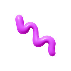3d kid doodle design element. Line squiggle icon. Cartoon abstract illustration