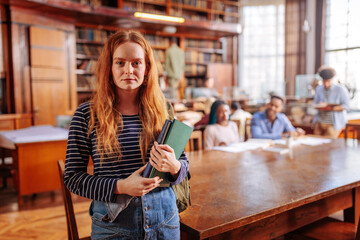 Student in campus library.