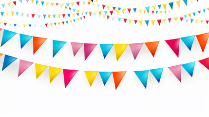 Obraz premium Fanions - Guirlande - Drapeaux - Triângulos - Bannière festivo e colorido para a festa - Cores doces e harmoniosas